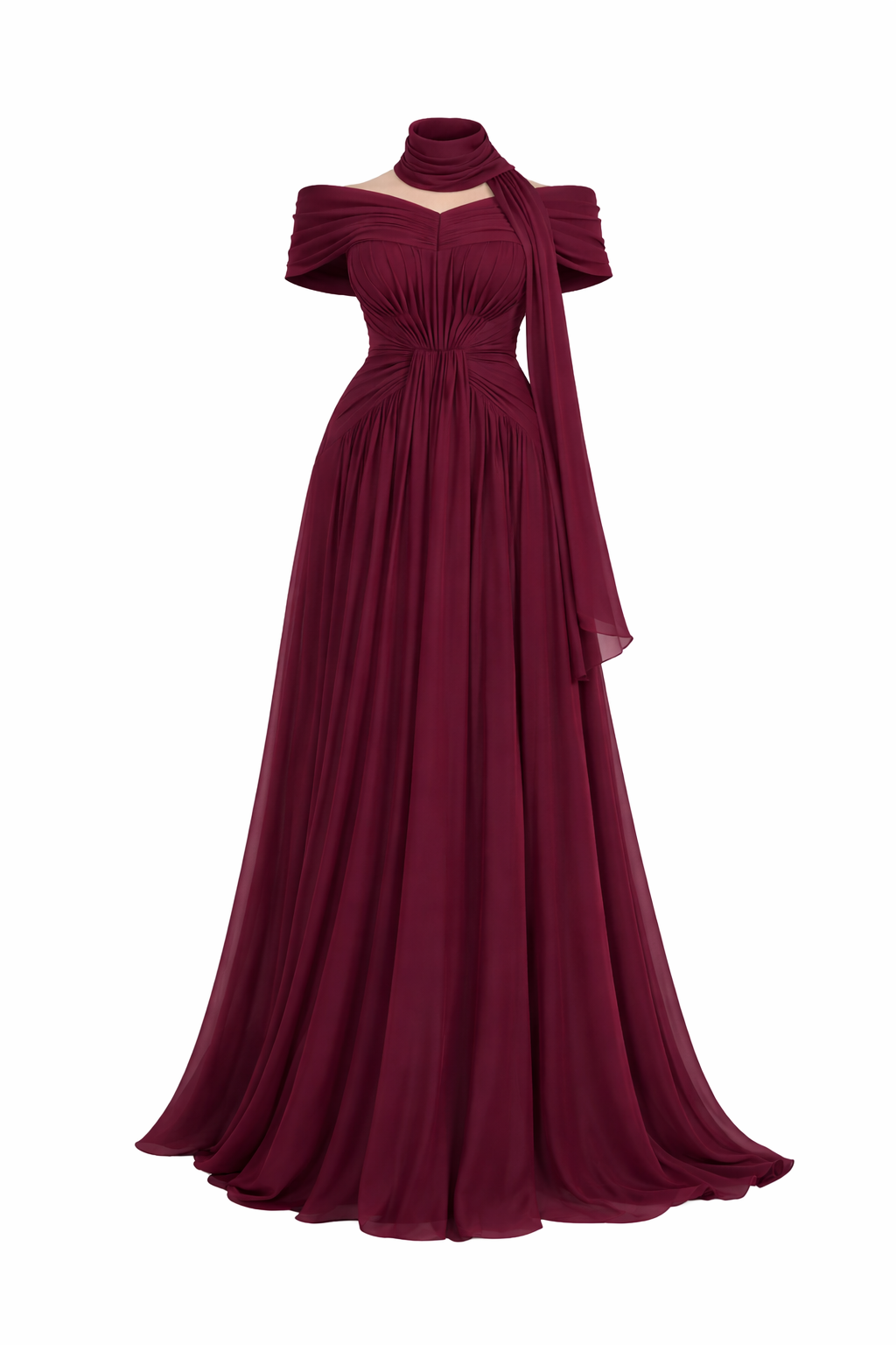 Burgundy Chiffon Dress