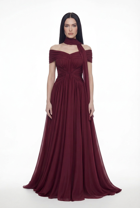 Burgundy Chiffon Dress